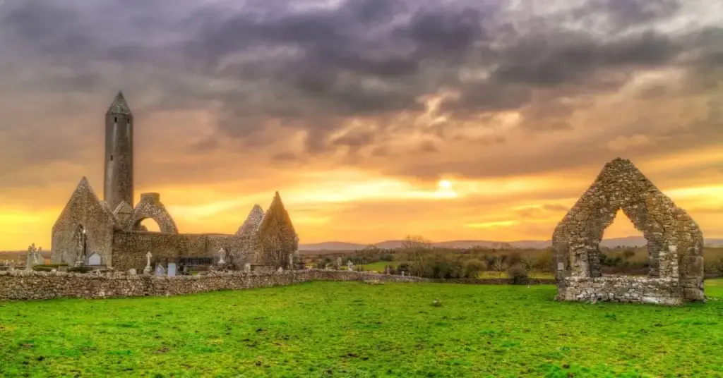 Kilmacduagh Monastery stop on the Cliffs of Moher tour from Dublin