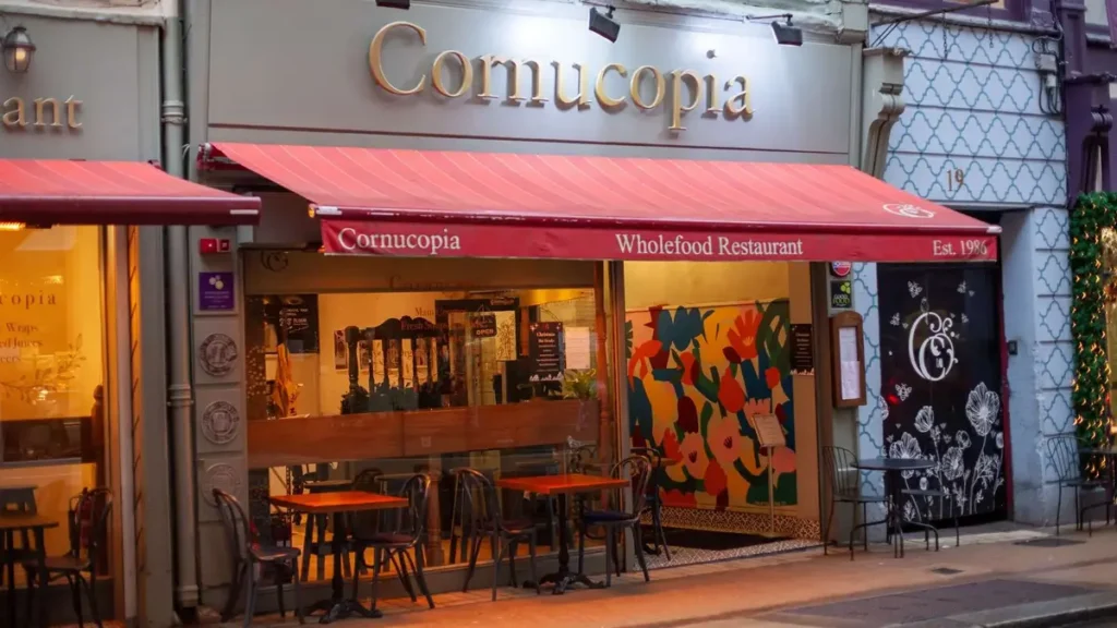 Front view of Cornucopia, a vegetarian restaurant in Dublin