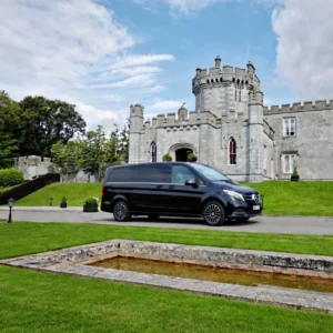 Black Mercedes V-Class Waiting for a client outisde Dromoland Castle