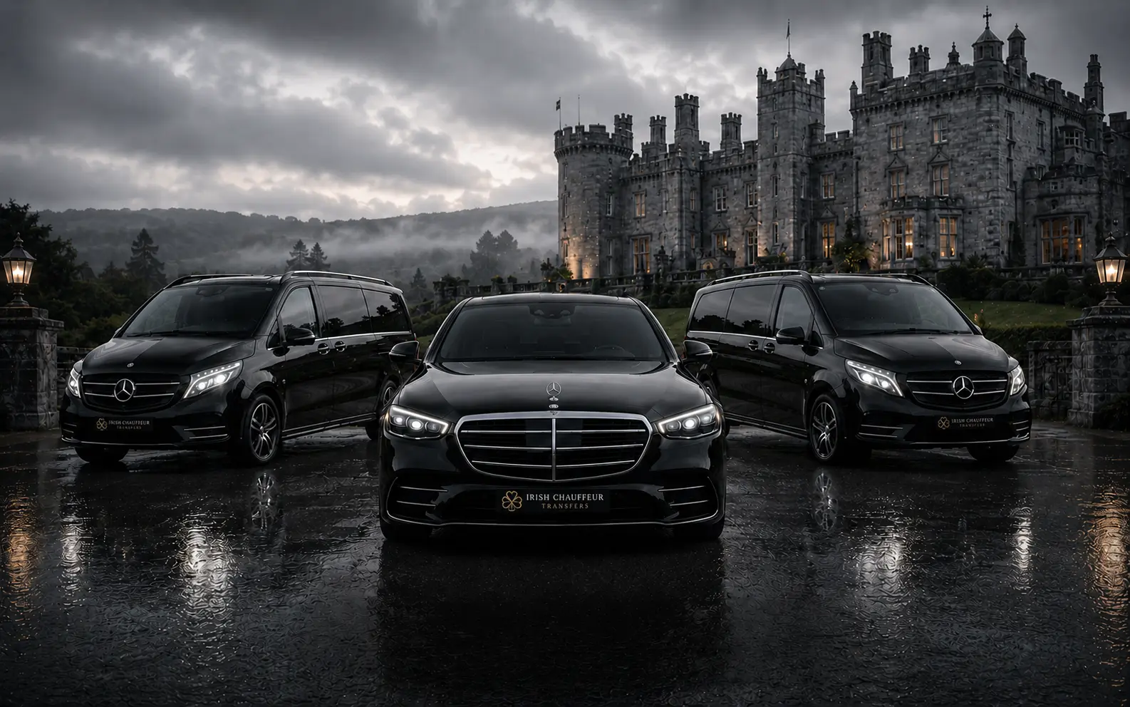 Irish Chauffeur Transfers fleet at Dromoland Castle